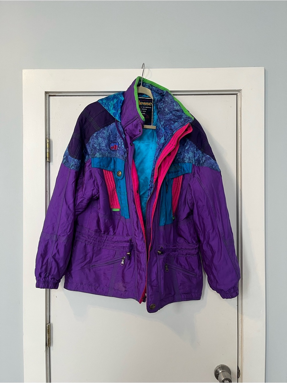 Vintage 90s Ellesse women’s Purple pink teal blue Ski Jacket winter coat XL